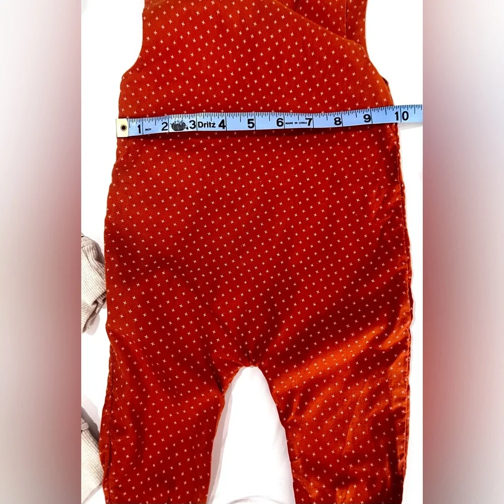 Vintage Handmade Rust Orange Polka Dot Baby Overalls Romper